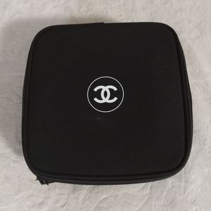 Large CC Cosmetic Soft Case with Large Mirron Double Zipper Pulls